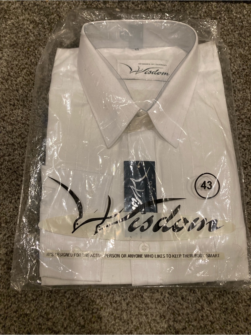 Wisdom White Striped Dress Shirt Size 43 EU 17 US New Sealed Germany